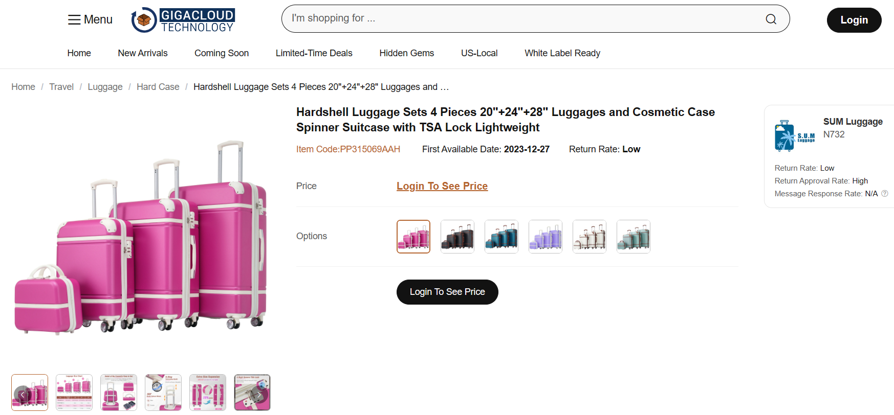 A pink luggage with wheels and a couple of text Description automatically generated with medium confidence